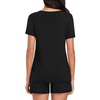 image:imageFindsweet 2 Piece Womens Short Sleeve Pajama Sets Lounge Sleepwear Ladies Pjs Sets with Pockets M3XLV Neckblack
