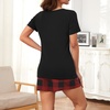 image:imageFindsweet Pajama Set for Women 2 Piece Lounge Set Soft Sleepwear Summer Casual Short Pjs Sets with Pockets M3XLBlack Topred Checkered Pants