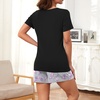 image:imageFindsweet Pajama Set for Women 2 Piece Lounge Set Soft Sleepwear Summer Casual Short Pjs Sets with Pockets M3XLBlackgrey Love