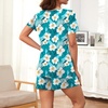 image:imageFindsweet Pajama Set for Women 2 Piece Lounge Set Soft Sleepwear Summer Casual Short Pjs Sets with Pockets M3XLCrew Neckblue Freesias