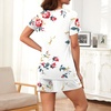 image:imageFindsweet Pajama Set for Women 2 Piece Lounge Set Soft Sleepwear Summer Casual Short Pjs Sets with Pockets M3XLCrew Neckfloral White