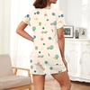 image:imageFindsweet Pajama Set for Women 2 Piece Lounge Set Soft Sleepwear Summer Casual Short Pjs Sets with Pockets M3XLCrew Neckkhaki Orange