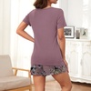 image:imageFindsweet Pajama Set for Women 2 Piece Lounge Set Soft Sleepwear Summer Casual Short Pjs Sets with Pockets M3XLPurple Redfloral