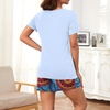 image:imageFindsweet Pajama Set for Women 2 Piece Lounge Set Soft Sleepwear Summer Casual Short Pjs Sets with Pockets M3XLSky Bluefloral