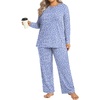 image:imageFindsweet Plus Size Womens Pajamas Sets 2 Piece Long Sleeve Pj Sleepwear Soft Comfy Tops and Pants with PocketsA1 Spotted Blue