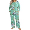 image:imageFindsweet Plus Size Womens Pajamas Sets 2 Piece Long Sleeve Pj Sleepwear Soft Comfy Tops and Pants with PocketsA2 Mint Green