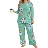 image:imageFindsweet Plus Size Womens Pajamas Sets 2 Piece Long Sleeve Pj Sleepwear Soft Comfy Tops and Pants with PocketsA2 Mint Green