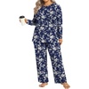 image:imageFindsweet Plus Size Womens Pajamas Sets 2 Piece Long Sleeve Pj Sleepwear Soft Comfy Tops and Pants with PocketsA3 White Little Flower