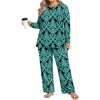image:imageFindsweet Plus Size Womens Pajamas Sets 2 Piece Long Sleeve Pj Sleepwear Soft Comfy Tops and Pants with PocketsAbluegreen