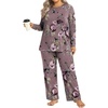 image:imageFindsweet Plus Size Womens Pajamas Sets 2 Piece Long Sleeve Pj Sleepwear Soft Comfy Tops and Pants with PocketsBeanrose Red