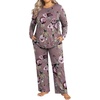 image:imageFindsweet Plus Size Womens Pajamas Sets 2 Piece Long Sleeve Pj Sleepwear Soft Comfy Tops and Pants with PocketsBeanrose Red