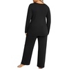 image:imageFindsweet Plus Size Womens Pajamas Sets 2 Piece Long Sleeve Pj Sleepwear Soft Comfy Tops and Pants with PocketsBlack