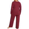 image:imageFindsweet Plus Size Womens Pajamas Sets 2 Piece Long Sleeve Pj Sleepwear Soft Comfy Tops and Pants with PocketsBurgundy