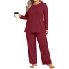 image:imageFindsweet Plus Size Womens Pajamas Sets 2 Piece Long Sleeve Pj Sleepwear Soft Comfy Tops and Pants with PocketsBurgundy