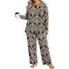 image:imageFindsweet Plus Size Womens Pajamas Sets 2 Piece Long Sleeve Pj Sleepwear Soft Comfy Tops and Pants with PocketsFl Khaki