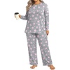 image:imageFindsweet Plus Size Womens Pajamas Sets 2 Piece Long Sleeve Pj Sleepwear Soft Comfy Tops and Pants with PocketsFl Pink Star