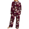 image:imageFindsweet Plus Size Womens Pajamas Sets 2 Piece Long Sleeve Pj Sleepwear Soft Comfy Tops and Pants with PocketsFloral Wine