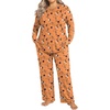 image:imageFindsweet Plus Size Womens Pajamas Sets 2 Piece Long Sleeve Pj Sleepwear Soft Comfy Tops and Pants with PocketsHalloween Orange
