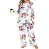 image:imageFindsweet Plus Size Womens Pajamas Sets 2 Piece Long Sleeve Pj Sleepwear Soft Comfy Tops and Pants with PocketsPink Flowerwhite