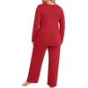 image:imageFindsweet Plus Size Womens Pajamas Sets 2 Piece Long Sleeve Pj Sleepwear Soft Comfy Tops and Pants with PocketsRed