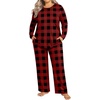 image:imageFindsweet Plus Size Womens Pajamas Sets 2 Piece Long Sleeve Pj Sleepwear Soft Comfy Tops and Pants with PocketsRed Plaid