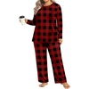 image:imageFindsweet Plus Size Womens Pajamas Sets 2 Piece Long Sleeve Pj Sleepwear Soft Comfy Tops and Pants with PocketsRed Plaid