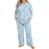 image:imageFindsweet Plus Size Womens Pajamas Sets 2 Piece Long Sleeve Pj Sleepwear Soft Comfy Tops and Pants with PocketsSailboatblue