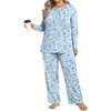 image:imageFindsweet Plus Size Womens Pajamas Sets 2 Piece Long Sleeve Pj Sleepwear Soft Comfy Tops and Pants with PocketsSailboatblue