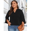 image:imageFindsweet Women Blouses Dressy Casual 34 Sleeve Tops Business Work Chiffon Office V Neck Shirts M4XL34 SleeveBlack