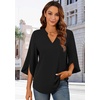 image:imageFindsweet Women Blouses Dressy Casual 34 Sleeve Tops Business Work Chiffon Office V Neck Shirts M4XL34 SleeveBlack