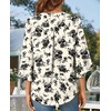 image:imageFindsweet Women Blouses Dressy Casual 34 Sleeve Tops Business Work Chiffon Office V Neck Shirts M4XL34 SleeveBlack Flower White