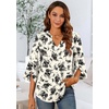 image:imageFindsweet Women Blouses Dressy Casual 34 Sleeve Tops Business Work Chiffon Office V Neck Shirts M4XL34 SleeveBlack Flower White