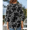 image:imageFindsweet Women Blouses Dressy Casual 34 Sleeve Tops Business Work Chiffon Office V Neck Shirts M4XL34 SleeveBlack White Flower