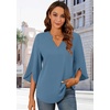 image:imageFindsweet Women Blouses Dressy Casual 34 Sleeve Tops Business Work Chiffon Office V Neck Shirts M4XL34 SleeveBlue