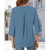 image:imageFindsweet Women Blouses Dressy Casual 34 Sleeve Tops Business Work Chiffon Office V Neck Shirts M4XL34 SleeveBlue