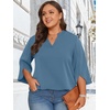 image:imageFindsweet Women Blouses Dressy Casual 34 Sleeve Tops Business Work Chiffon Office V Neck Shirts M4XL34 SleeveBlue