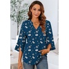 image:imageFindsweet Women Blouses Dressy Casual 34 Sleeve Tops Business Work Chiffon Office V Neck Shirts M4XL34 SleeveBlue Butterfly