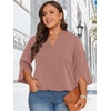 image:imageFindsweet Women Blouses Dressy Casual 34 Sleeve Tops Business Work Chiffon Office V Neck Shirts M4XL34 SleeveCoffee