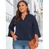image:imageFindsweet Women Blouses Dressy Casual 34 Sleeve Tops Business Work Chiffon Office V Neck Shirts M4XL34 SleeveDark Blue