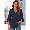 image:imageFindsweet Women Blouses Dressy Casual 34 Sleeve Tops Business Work Chiffon Office V Neck Shirts M4XL34 SleeveDark Blue