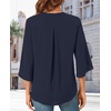 image:imageFindsweet Women Blouses Dressy Casual 34 Sleeve Tops Business Work Chiffon Office V Neck Shirts M4XL34 SleeveDark Blue
