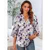 image:imageFindsweet Women Blouses Dressy Casual 34 Sleeve Tops Business Work Chiffon Office V Neck Shirts M4XL34 SleeveGraypurple Flower