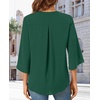 image:imageFindsweet Women Blouses Dressy Casual 34 Sleeve Tops Business Work Chiffon Office V Neck Shirts M4XL34 SleeveGreen