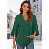 image:imageFindsweet Women Blouses Dressy Casual 34 Sleeve Tops Business Work Chiffon Office V Neck Shirts M4XL34 SleeveGreen