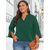 image:imageFindsweet Women Blouses Dressy Casual 34 Sleeve Tops Business Work Chiffon Office V Neck Shirts M4XL34 SleeveGreen