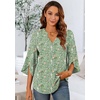image:imageFindsweet Women Blouses Dressy Casual 34 Sleeve Tops Business Work Chiffon Office V Neck Shirts M4XL34 SleeveGreen Flowers
