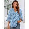 image:imageFindsweet Women Blouses Dressy Casual 34 Sleeve Tops Business Work Chiffon Office V Neck Shirts M4XL34 SleeveInk Blue Flower