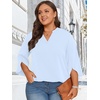 image:imageFindsweet Women Blouses Dressy Casual 34 Sleeve Tops Business Work Chiffon Office V Neck Shirts M4XL34 SleeveLight Blue
