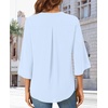 image:imageFindsweet Women Blouses Dressy Casual 34 Sleeve Tops Business Work Chiffon Office V Neck Shirts M4XL34 SleeveLight Blue
