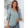 image:imageFindsweet Women Blouses Dressy Casual 34 Sleeve Tops Business Work Chiffon Office V Neck Shirts M4XL34 SleeveLight Blue Flowers